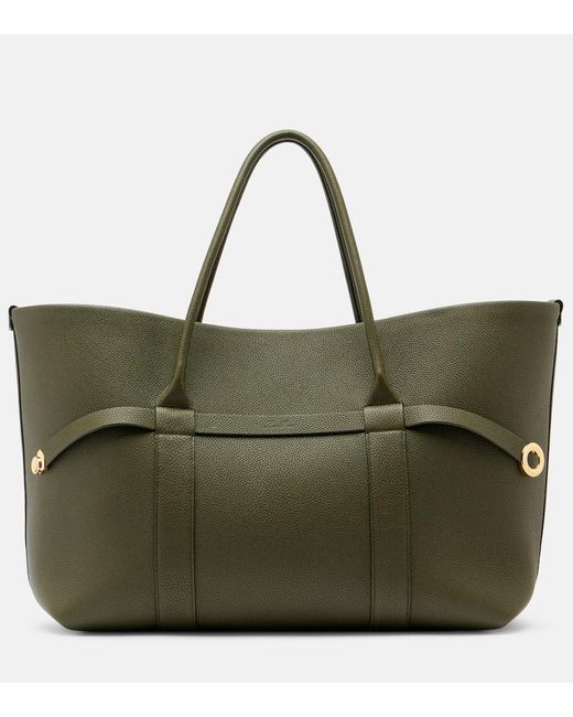 Loro Piana Green Ghiera Large Leather Tote Bag