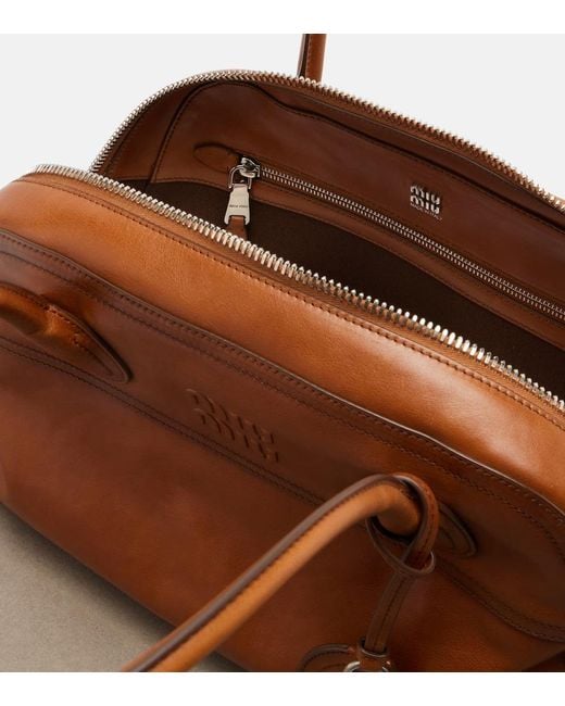 Miu Miu Brown Vivant Medium Leather Bowling Bag
