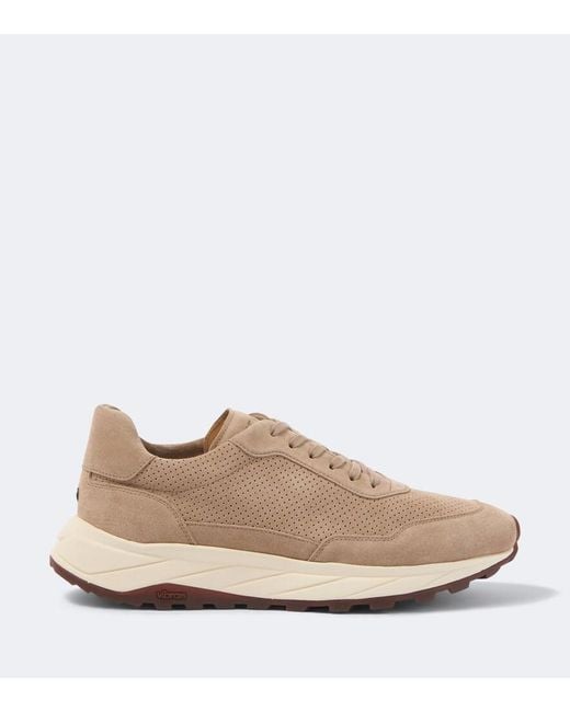Fedeli Natural Suede-Trimmed Sneakers for men