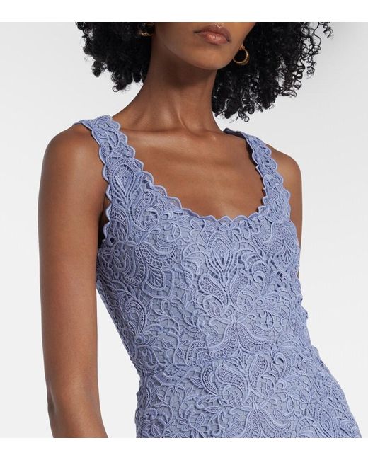 Etro Blue Macrame Scalloped Midi Dress