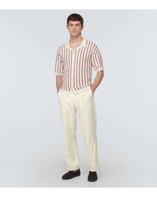 Pantalones anchos de lana plisados King & Tuckfield de hombre de color White