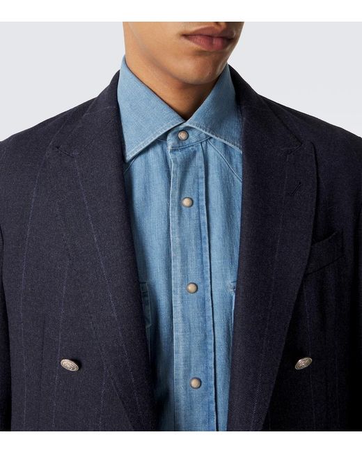 Eleventy Blue Denim Western Shirt for men