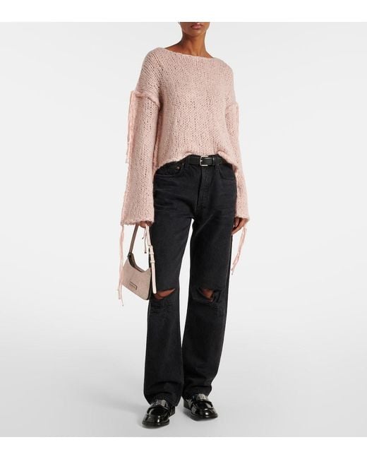 Agolde Blue Kelly High-Rise Distressed Straight Jeans