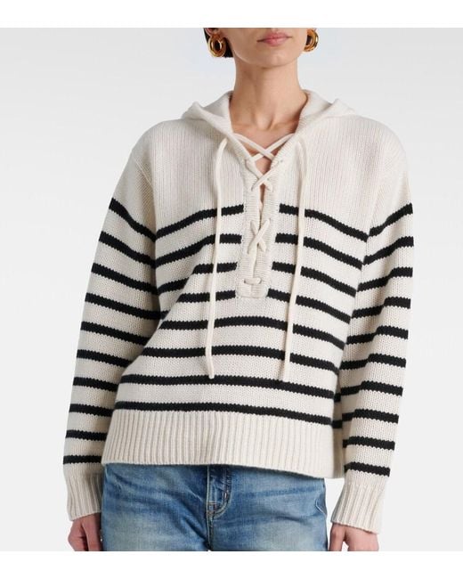 Nili Lotan White Noemi Striped Cashmere Sweater