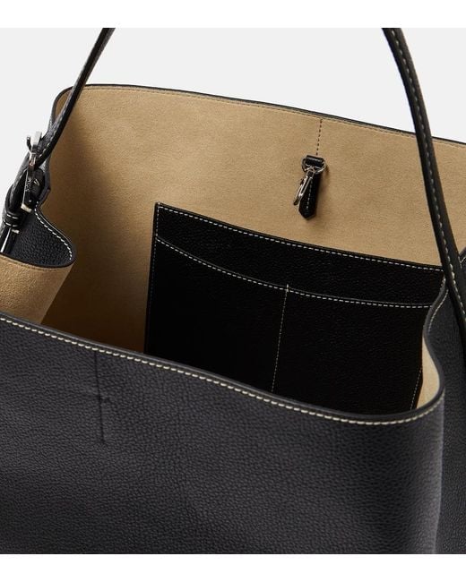 Totême Black Belted Leather Tote Bag
