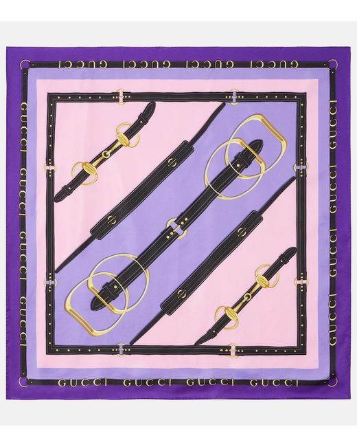 Gucci Purple Gg Silk Scarf