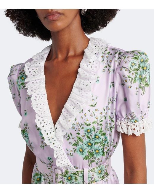 Rodarte White Floral Silk Twill Minidress