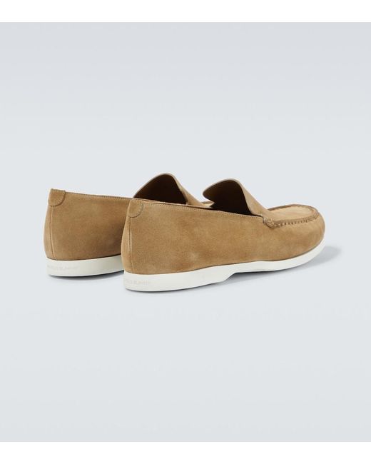Manolo Blahnik White Monaco Suede Loafers for men