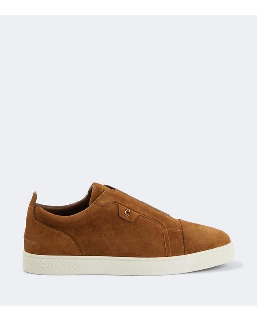 Christian Louboutin Brown St Louis Low-Top Leather Trainers for men
