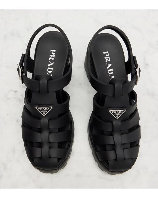 Prada Black Monolith Sandals