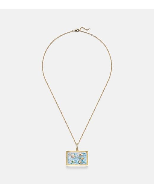 Yvonne Léon Metallic L'Acquarium 9Kt Pendant Necklace With Gemstones