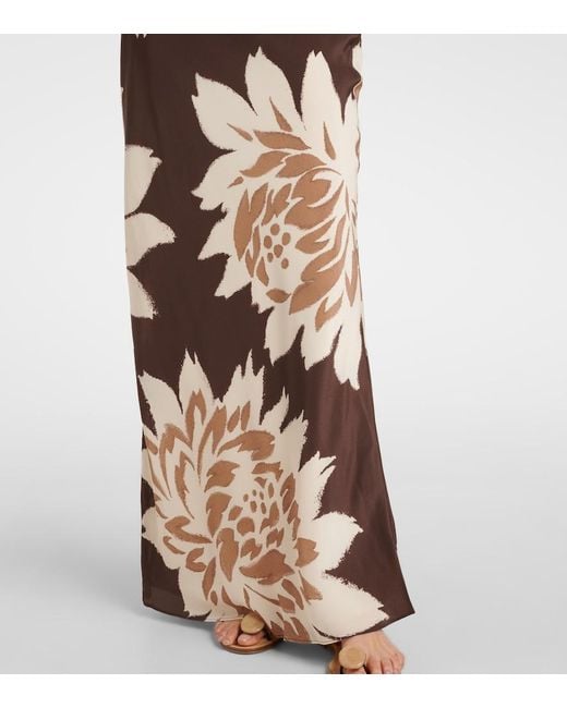 Sir Metallic Floral Silk Satin Maxi Skirt