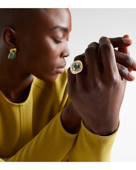 Octavia Elizabeth White Chroma 18Kt Ring With Diamonds And Beryl