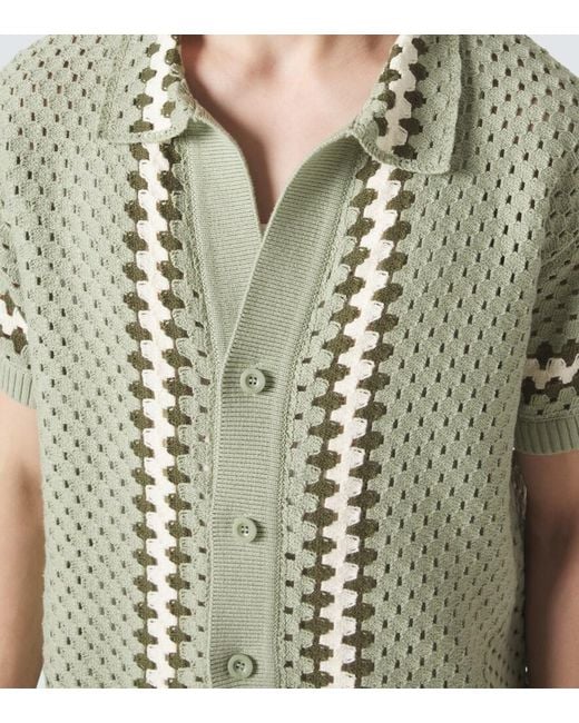 Frescobol Carioca Green Pinto Crochet Cotton Shirt for men