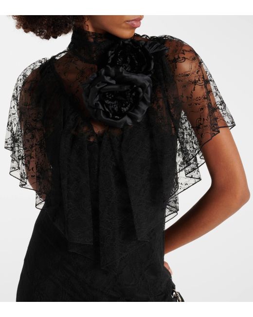 Rodarte Black Lace-trimmed Midi Dress