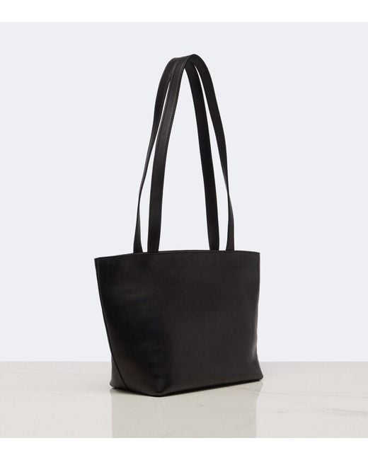 The Row Black Parker Medium Leather Tote Bag