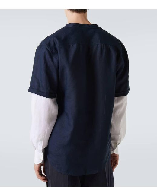 Camisa De Lino Giorgio Armani de hombre de color Blue
