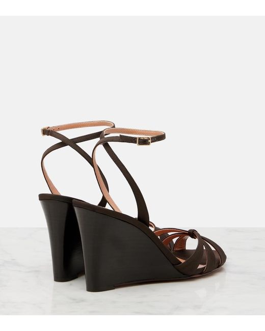 Aquazzura Brown Tati Grosgrain Wedge Sandals