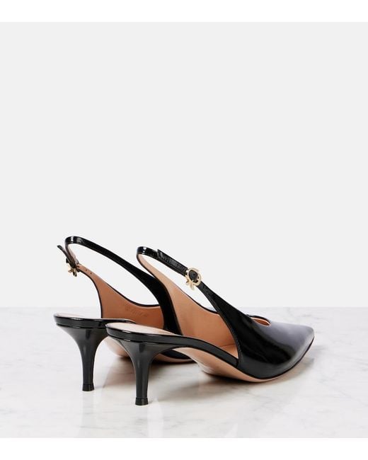 Gianvito Rossi Black Robbie 55 Patent Leather Slingback Pumps