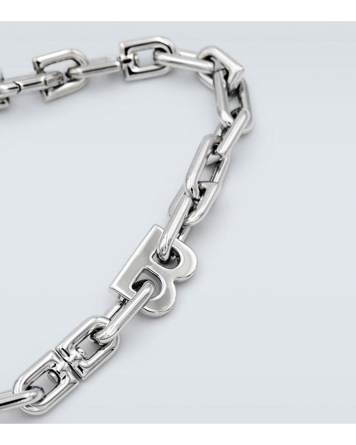 Balenciaga Metallic Silver-tone Chain Necklace for men