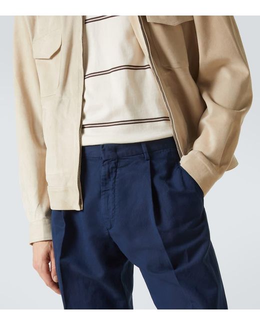 Slowear Blue Linen And Cotton Chinos for men