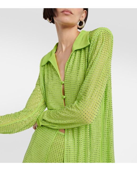 Self-Portrait Green Embellished Shirt