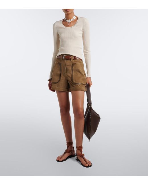 Isabel Marant White Selenie Ribbed-Knit Silk And Cotton Sweater