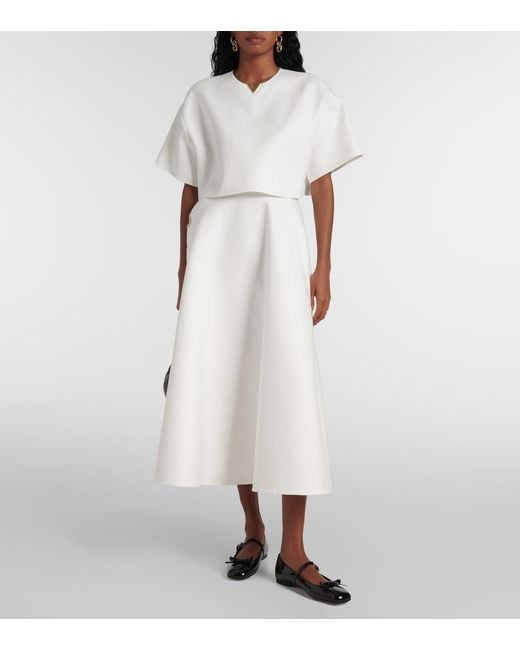 Valentino White Vgold Cotton Gabardine Crop Top