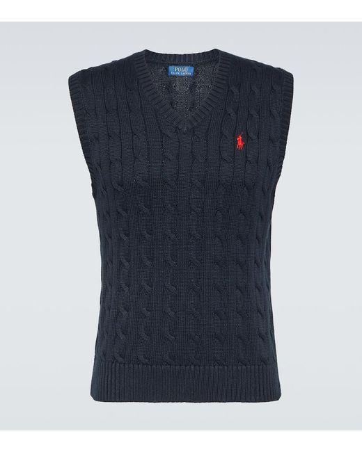 Polo Ralph Lauren Blue Cable-knit Cotton Sweater Vest for men