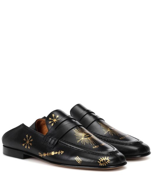 Isabel Marant Black Fezzy Printed Leather Loafers