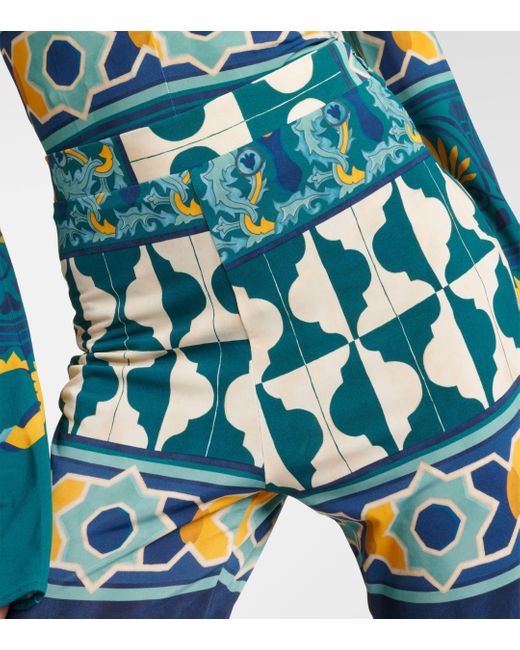 Pantalon evase imprime a taille haute LaDoubleJ en coloris Blue