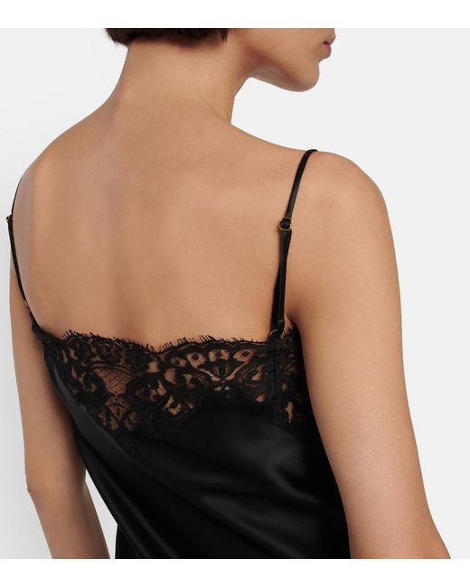 Stella McCartney Lace-trimmed Satin Slip Dress in Black | Lyst