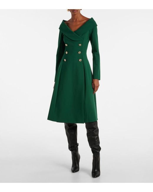Dorothee Schumacher Green Off-Shoulder Midi Dress