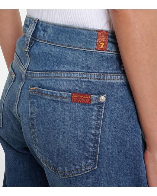 7 For All Mankind Blue Low Straight Jeans