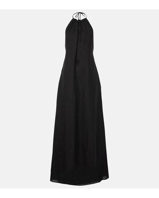 Vestido largo Lelia de lino con cuello halter Nili Lotan de color Black