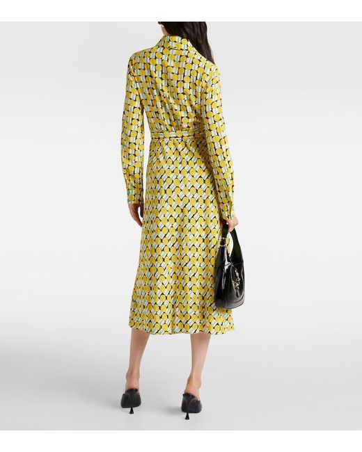 Diane von Furstenberg Yellow Tori Printed Jersey Midi Dress