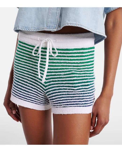 Loewe Green Paula's Ibiza Striped Cotton-Blend Shorts