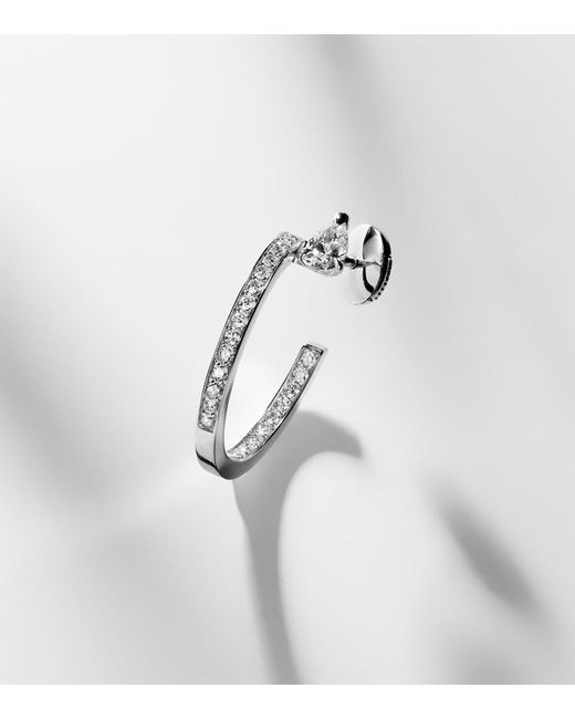 Repossi White Serti Sur Vide 18Kt Single Hoop Earring With Diamonds