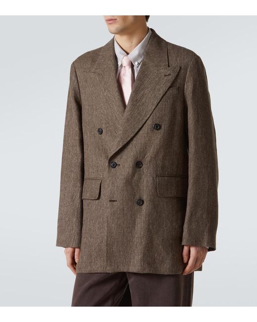 Our Legacy Brown Sharp Db Linen And Cotton Blazer for men