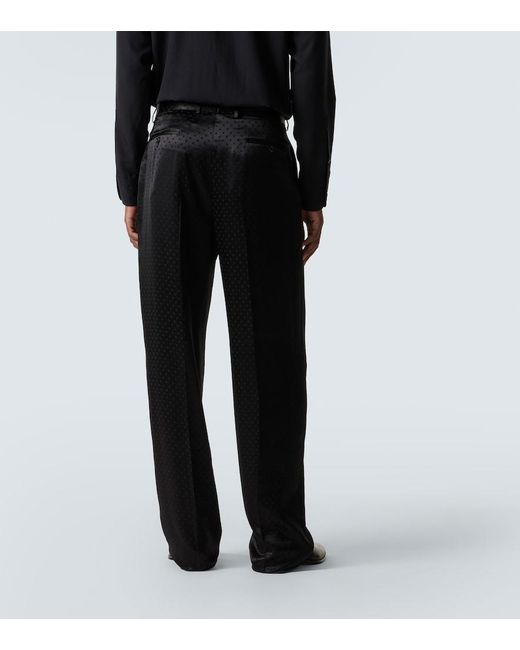 Tom Ford Black Jacquard Polka-Dot Satin Suit Pants for men