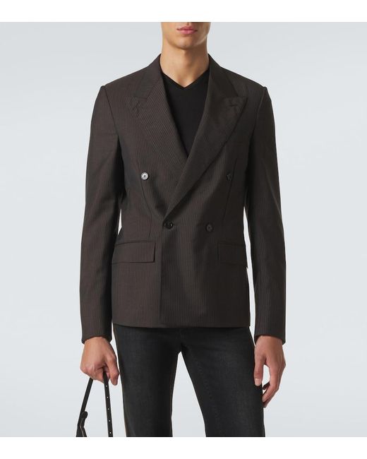 Gucci Black Pinstripe Wool And Mohair Blazer for men