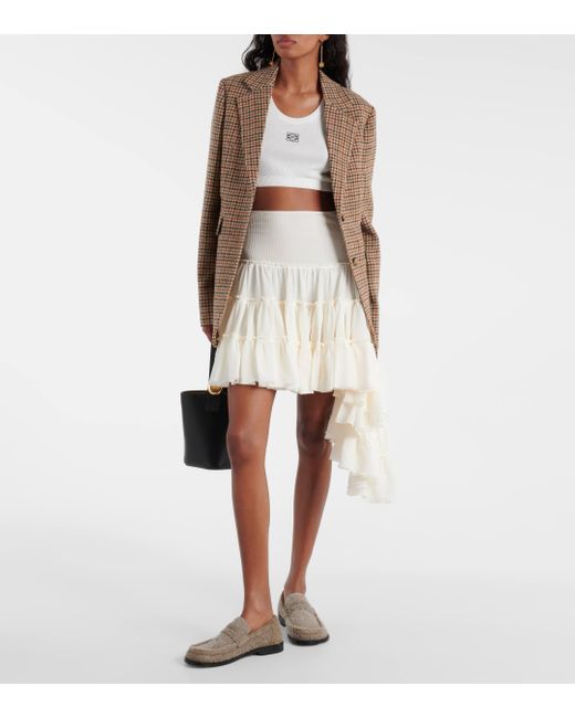 Loewe White Ruffled Miniskirt