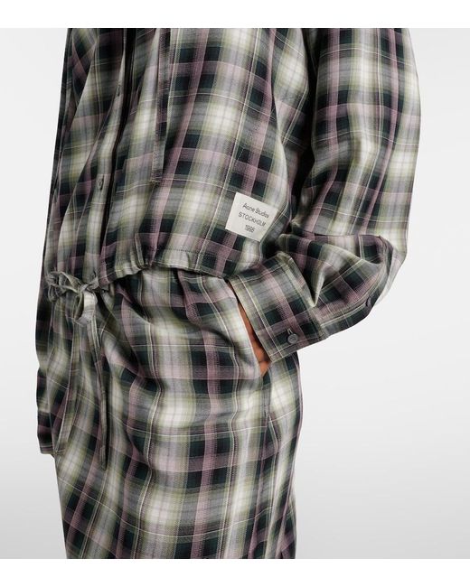 Acne Black Sip Checked Cropped Overshirt