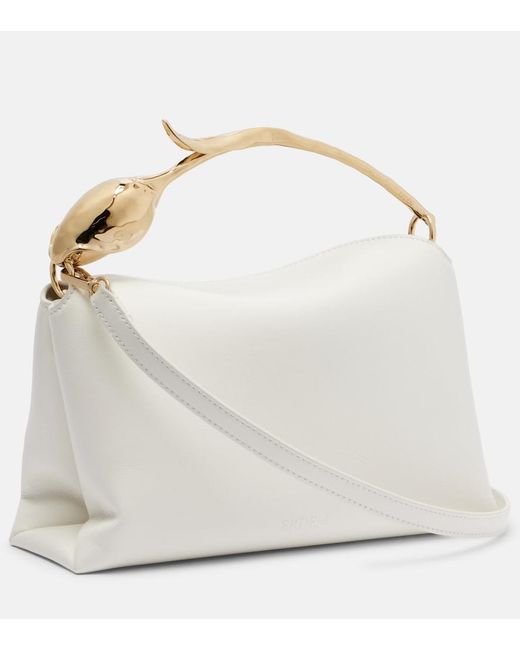 Erdem White Bloom Medium Floral Leather Top-Handle Bag