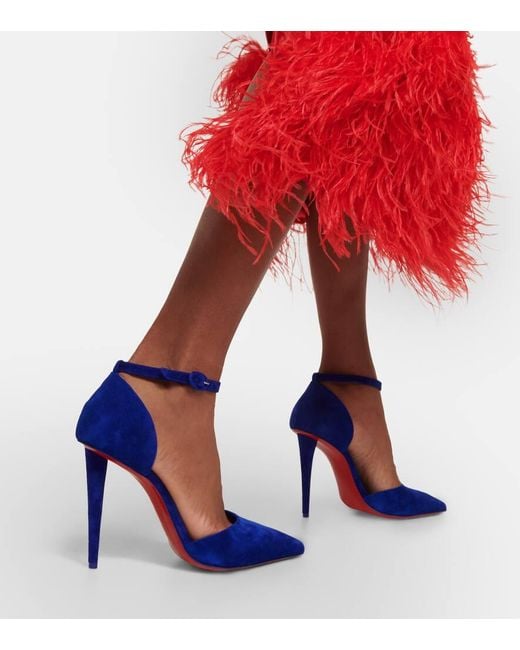 Christian Louboutin Blue Astrida Bride 100 Suede Pumps