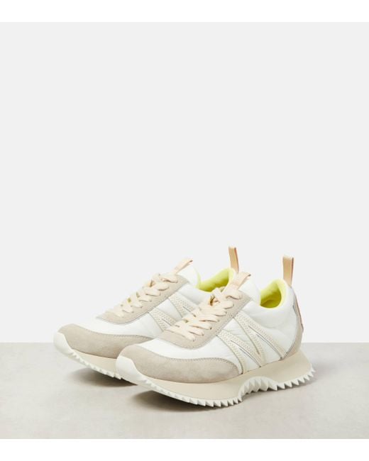 Moncler White Pacey Suede-trimmed Sneakers