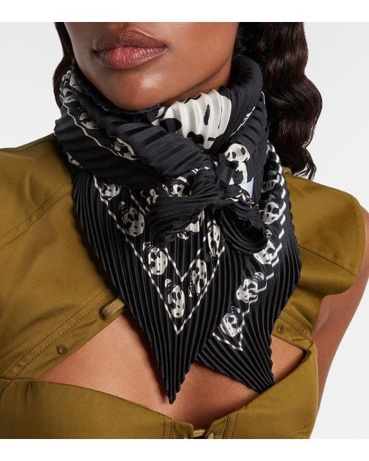 McQueen Black Skull Silk Scarf