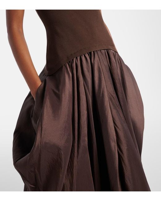 Jonathan Simkhai Brown Midikleid Izzy Aus Taft