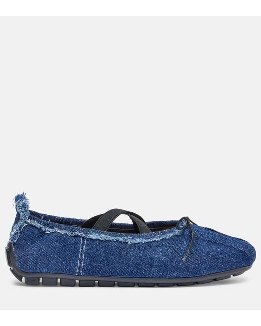 Simone Rocha Blue Ballerina Grip Denim Ballet Flats