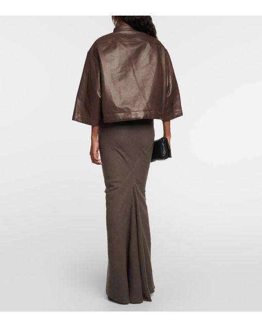 Chaqueta De Piel Cropped Rick Owens de color Brown